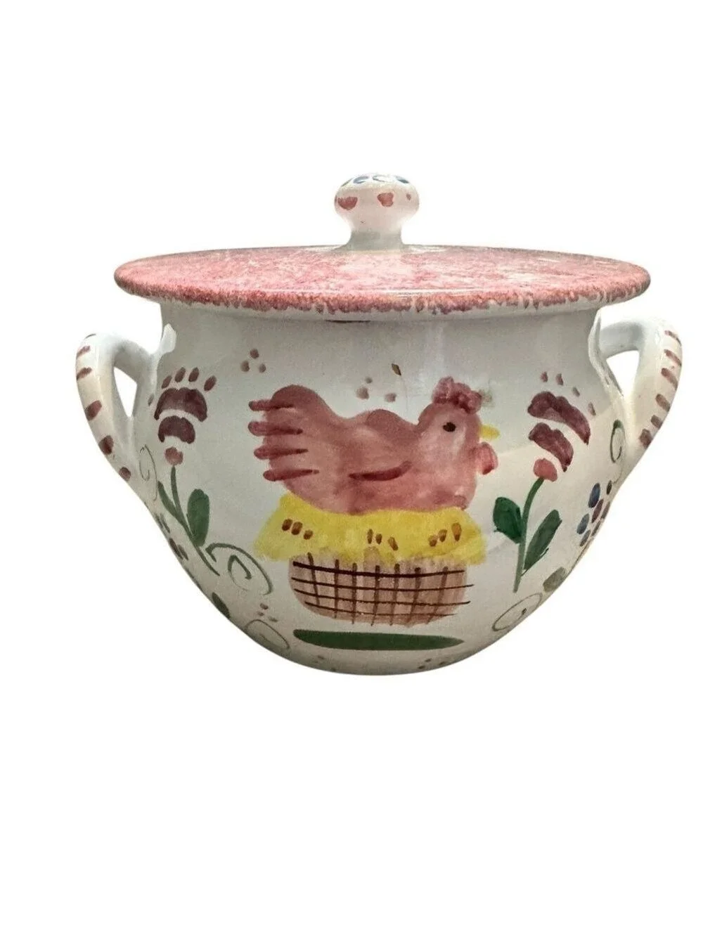 Farmhouse Hen Cookie Jar Sugar Bowl - Cottagecore Ceramic Country Kitchen Decor